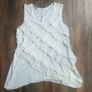 Cato cream colored medium lace top sleeveless top